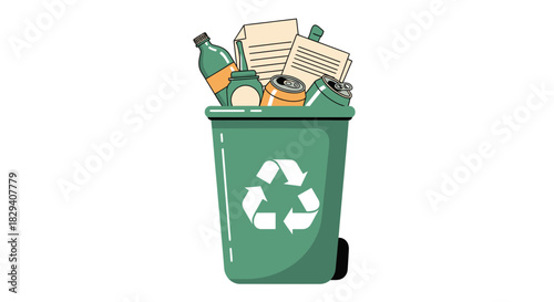 Recycling Bin with Mixed Waste
