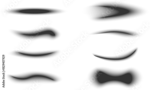 A set of different shapes shadows on a transparent background