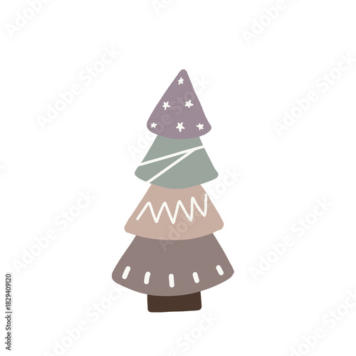Minimal Pastel Christmas Elements | Hand-Drawn Cute Holiday Clipart Set
