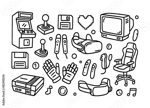 Retro gaming & modern vr: nostalgic arcade machines and vr headsets collection