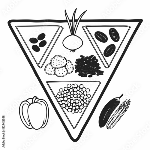 Healthy Food Pyramid Vector Illustration