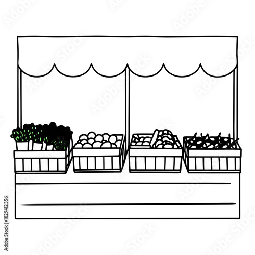 Fresh Produce Stand with Fruits and Vegetables