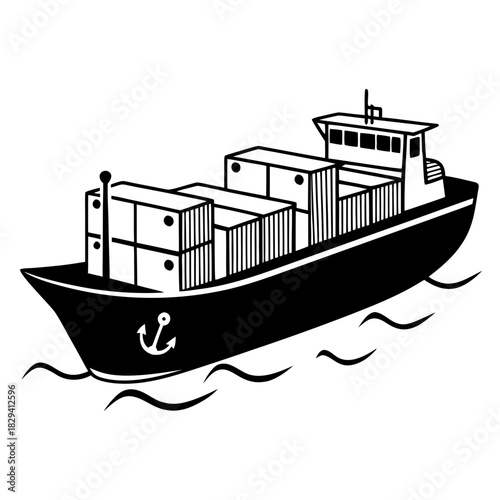 Heavy Container Ship Loaded With Cargo Illustration
