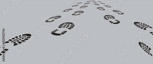 footprint shoe sole tracking path on transparent background, shoe footprint path vector illustration