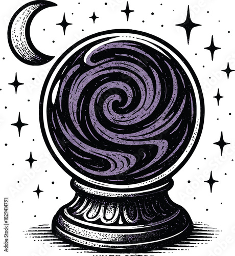 Purple Crystal Ball Fortune Telling Design