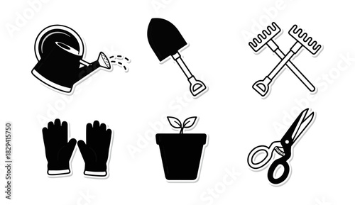 Gardening tools set illustration isolated white background