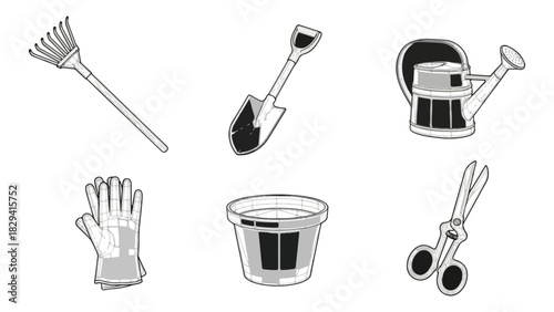 Gardening tools set illustration