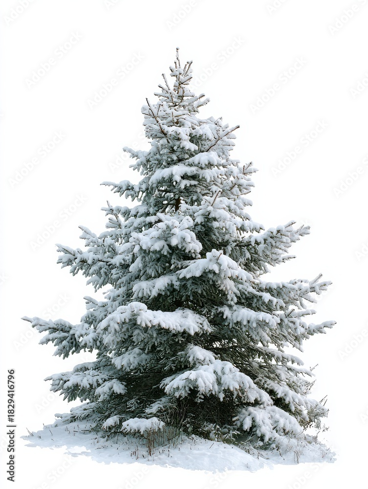 Fototapeta premium snow covered trees fir branch isolated on white background christmas tree no logos no brands ar 34