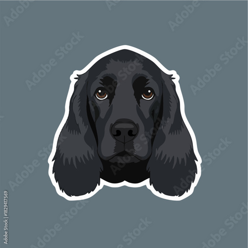 Black Cocker Spaniel Dog Head Graphic Sticker Illustration