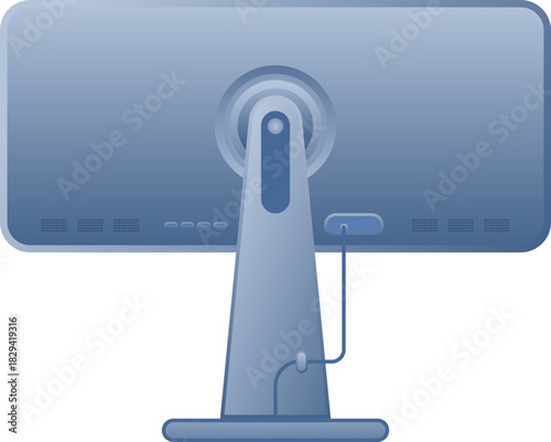 Back view Computer Monitor Display Illustration