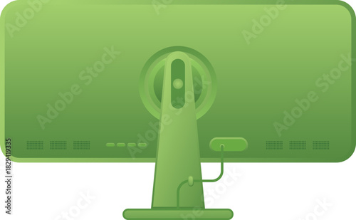 Back view Computer Monitor Display Illustration