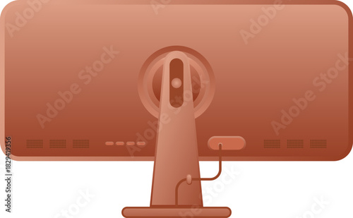 Back view Computer Monitor Display Illustration