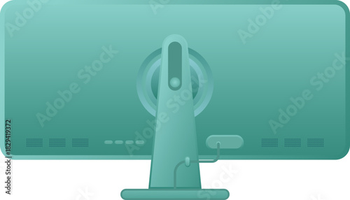 Back view Computer Monitor Display Illustration