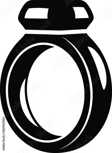 Christmas Black silhouette of a ring with a large, rounded gemstone or setting on a white background jewelry jewel
