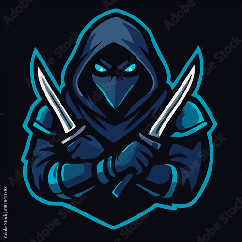 Hooded Assassin With Dual Knives Esport Mascot Logo Illustration