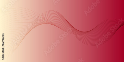 A smooth, red gradient background with flowing, delicate lines, adding an elegant touch. The design creates a sense of movement and visual interest.