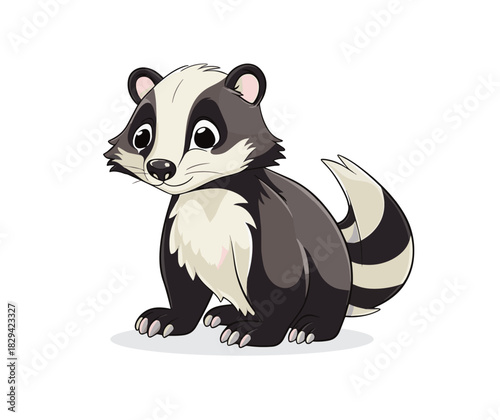 Badger cartoon vector illustration isolated on white background.