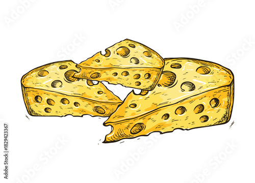  vector collection of Cheese yellow slices isolated on background.