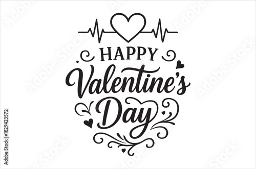 Heartbeat graphic with valentine s day message love and happiness illustration