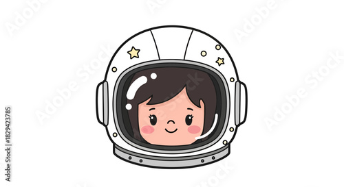Adorable astronaut girl cartoon character in space helmet ready for an adventure