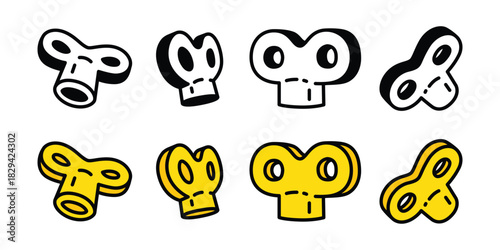 wind up toy part vector cartoon character icon logo doodle symbol illustration design isolated yellow