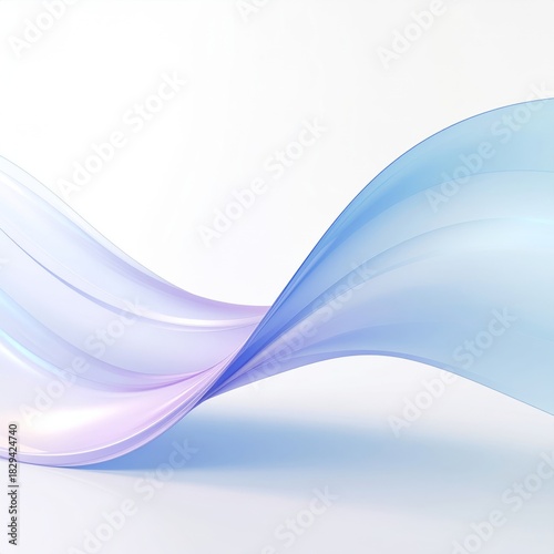 Abstract flowing waves of light blue and soft purple with subtle illumination on a clean white background