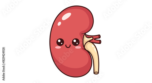Adorable kidney character with kawaii eyes illustration for healthcare awareness promotion cartoon