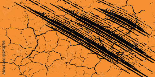  orange black brush pattern wrap car sticker banner abstract sporty lines black orange grunge brush color combination. illustration eps10.