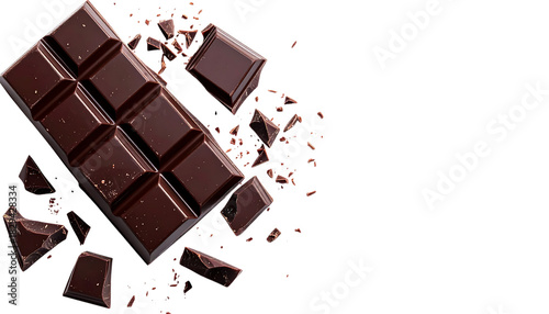 濃厚なダークチョコレートが砕けた質感｜背景なし・透過PNG・コピースペース