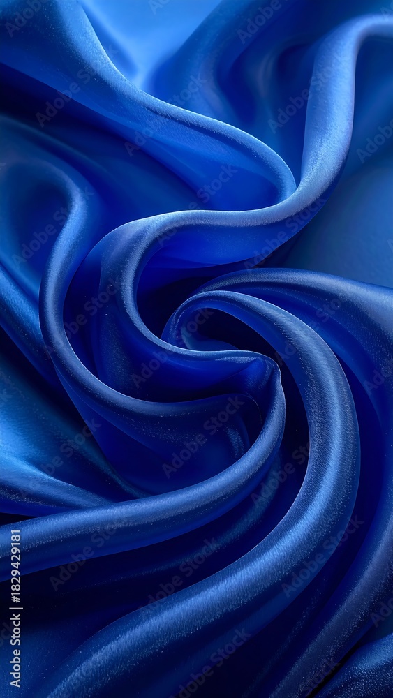 Obraz premium Draped luxurious blue fabric with swirling folds and shadows create a dynamic texture