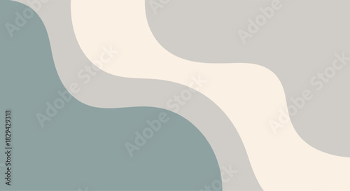 Serene abstract background design featuring smooth wavy organic shapes in a soothing palette of muted blue beige and grey tones creating a calming aesthetic.