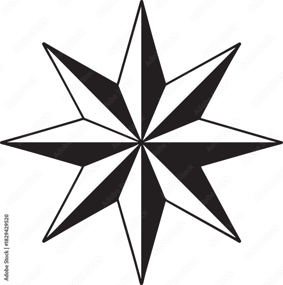 Obraz premium Eight Point Star Vector Illustration with Geometric Precision and Sharp Angles Design