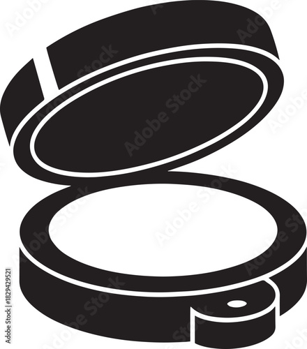 Elegant Compact Mirror Silhouette Vector Illustration for Beauty and Personal Care Designs