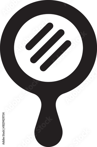 Hand Mirror Icon for Beauty, Reflection, and Personal Care in Simple Black Design
