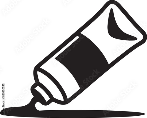 Paint Tube Squeezing Out Color Against Transparent Backdrop Vector Illustration