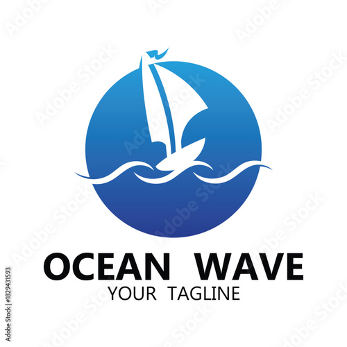 ocean logo vector icon illustration. logo for nature, community, travel companies, resorts and environment