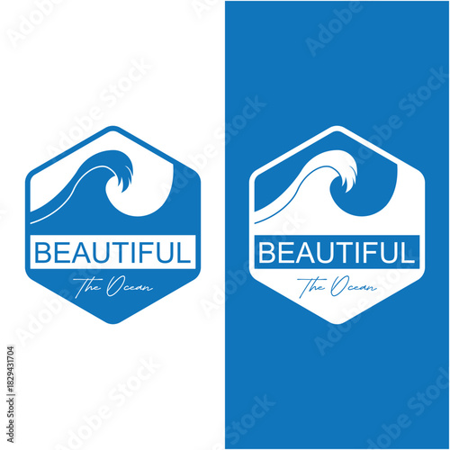 ocean logo vector icon illustration. logo for nature, community, travel companies, resorts and environment