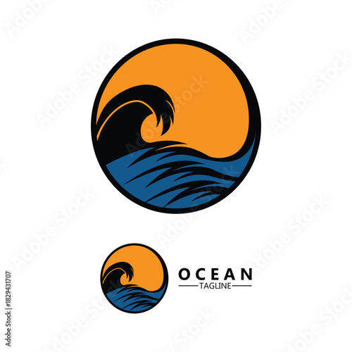 ocean logo vector icon illustration. logo for nature, community, travel companies, resorts and environment