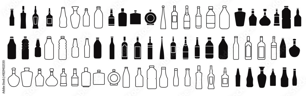 Fototapeta premium bottle icon vector set bottle for water illustration sign