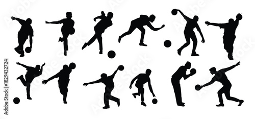 bowling sport player silhouette collection