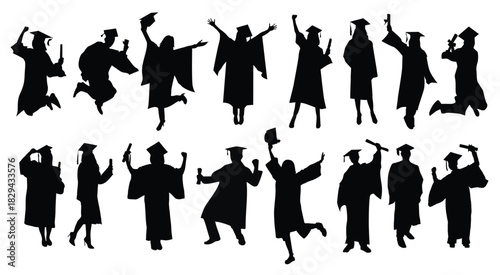 celebrating graduation silhouettes image set collection