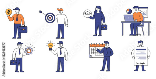 business people icons representing various concepts 