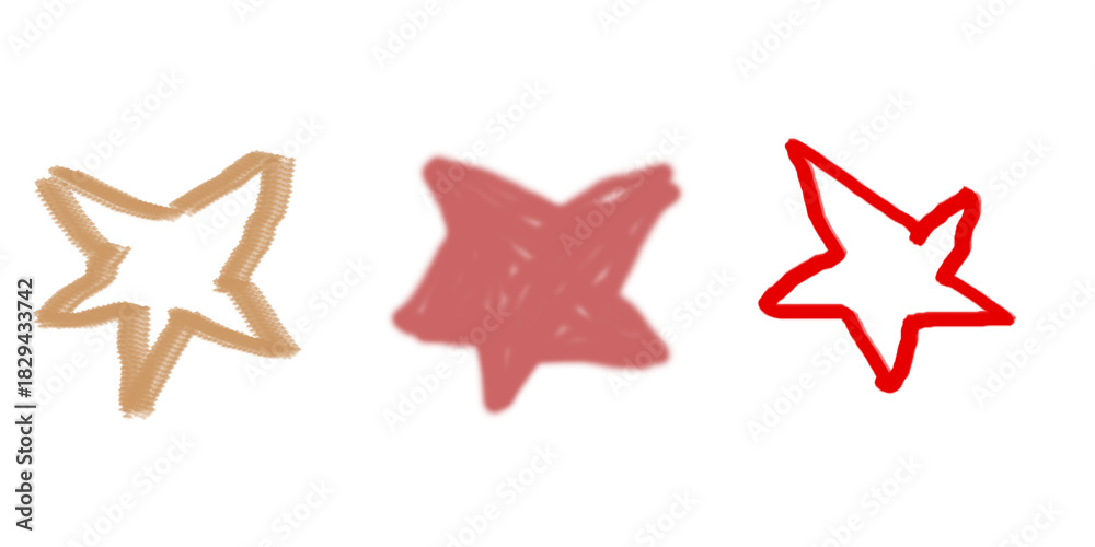 Obraz premium Hand-drawn star shapes in mixed styles on transparent background for decorative accents, creative artwork, and graphic design