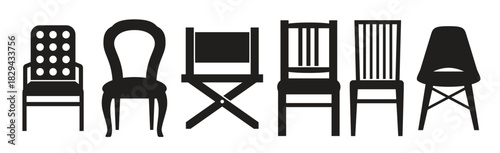 chair icons set black on a white background