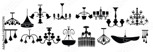 chandelier icon vector set lustere illustration sign