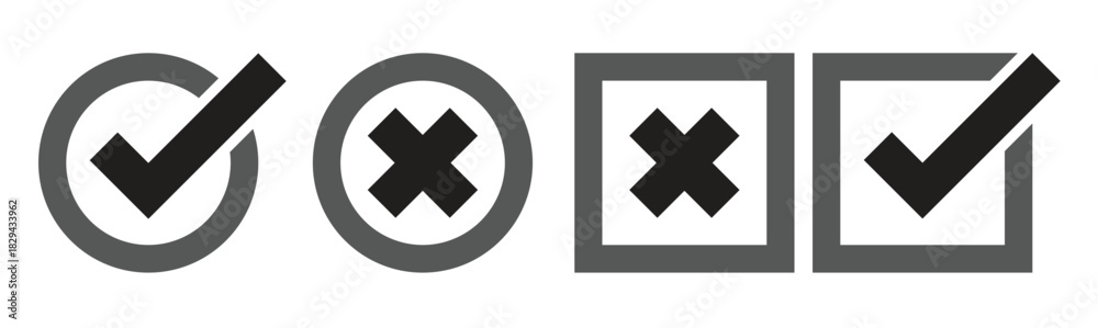 Obraz premium check marks and crosses circle and square minimalism icons