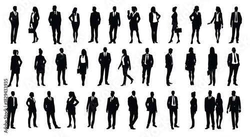 business people silhouette set business man and woman