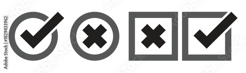 check marks and crosses circle and square minimalism icons