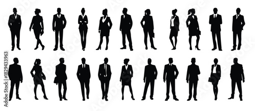 business people silhouette set business man and woman