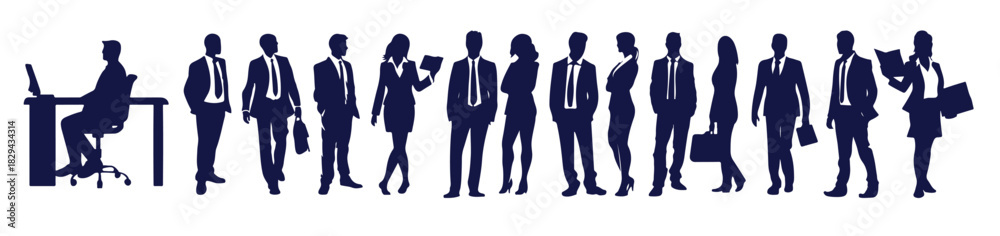 Fototapeta premium business people silhouette set business man and woman